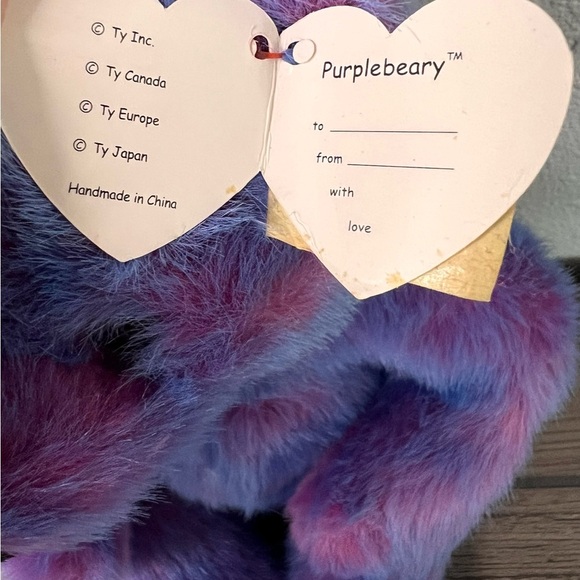 Ty Classic 1999 Purplebeary Teddy Bear approximately 14" Plush with Ty Tags - Picture 3 of 8